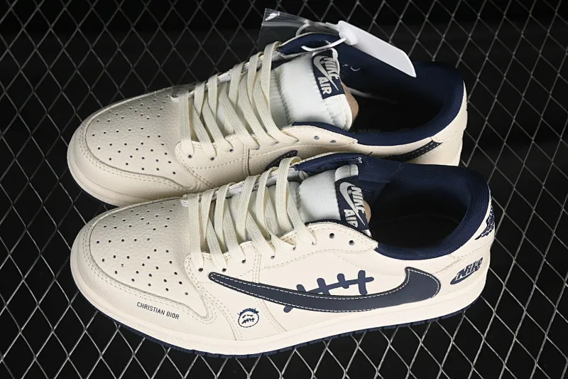 All Categories Air Jordan Jordan Series Basketball Shoes Air Jordan 1 Low High-end Customized Low-top Shoes Travis Scott x Fragment Design x Air Jordan 1 Low OG SP AJ1 Nike Co-branded Gray Dark Blue Ghostface Low-top Cultural Casual Shoes LD2025-009